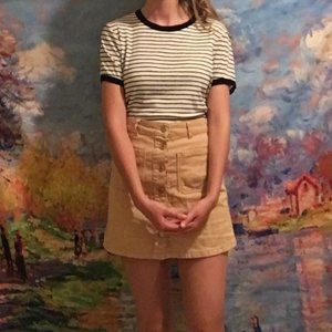 Gaze Black and White Striped Knit Baseball Tee